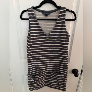 French Connection striped shirt dress. Sleeveless. Blue and white. Size 4